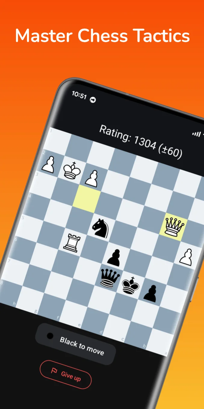 Екран задачі Tactiq Chess на телефоні Android